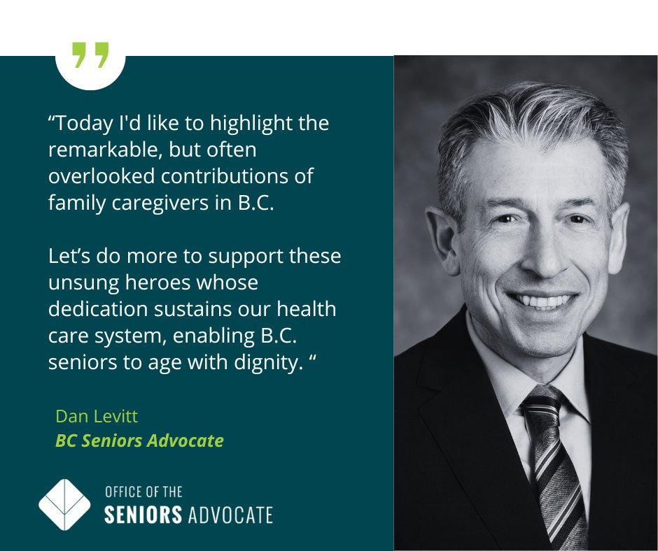 Did you know more than 7.8 million Canadians provide approx. 20 hours a week of unpaid care? 
#NationalCaregiverDay is a chance to acknowledge the vital role family caregivers play in improving the health and wellbeing of #BCSeniors.