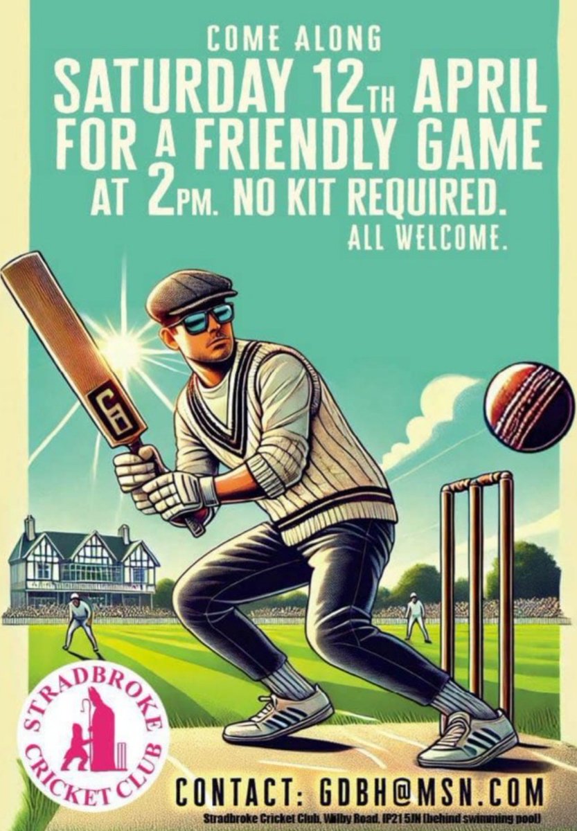 Come and give cricket a go with a Taster Day, new to the sport, current players, or ex players all welcome, full details in poster!#Cricket #CricketFever