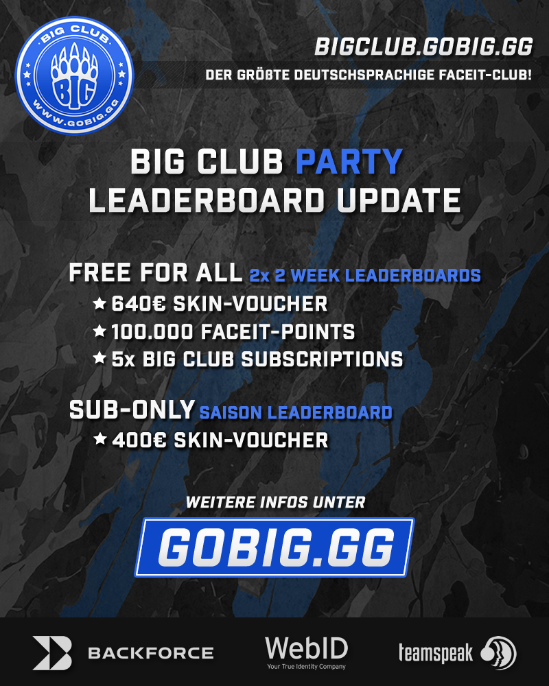 BIGClub's tweet photo. 🚨 Neues Leaderboard in der BIG Club Party! 🚨

Spielt jetzt im 5er Stack, sammelt Punkte &amp; kämpft euch nach oben! 💪🔥
Alle Preise gibt’s hier: 👉 https://t.co/8YM1NSpjy4
🎮 Jetzt mitspielen: https://t.co/Mcb2HrtSSz https://t.co/B2Jz8B6QNK