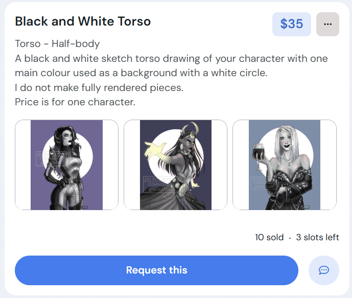 📢My Ko-Fi C0MMS are online again!

The set-up is the same, 5 slots for each:
- Bust with flat colours for $20
- Black n White torso for  $35

🔗
ko-fi.com/nercassa/commi…