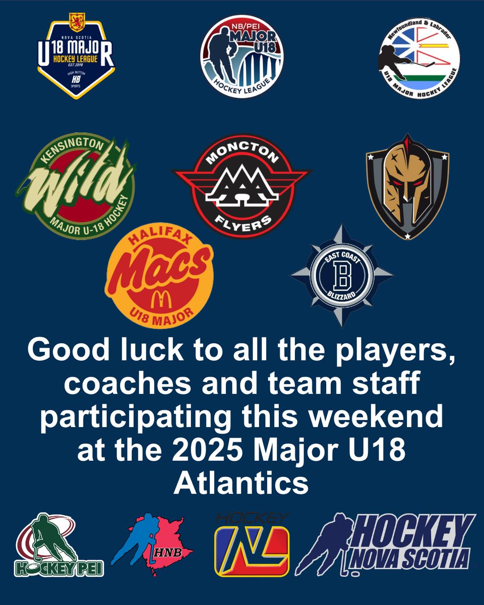 NB PEI Major U18 Hockey League (@nbpeimu18hl) on Twitter photo The 2025 Major U18 Atlantics get underway tomorrow at the Credit Union Centre in Kensington, PEI. It will be a weekend of great action so don't miss out.
Games online here - ao.live/aaau18
<a href="/HockeyNB/">Monad ⨀</a> <a href="/HockeyPEI/">Hockey PEI</a> <a href="/HockeyNS/">Hockey Nova Scotia</a> <a href="/hockeynl1935/">Hockey NL</a> The 2025 Major U18 Atlantics get underway tomorrow at the Credit Union Centre in Kensington, PEI. It will be a weekend of great action so don't miss out.
Games online here - ao.live/aaau18
<a href="/HockeyNB/">Monad ⨀</a> <a href="/HockeyPEI/">Hockey PEI</a> <a href="/HockeyNS/">Hockey Nova Scotia</a> <a href="/hockeynl1935/">Hockey NL</a>