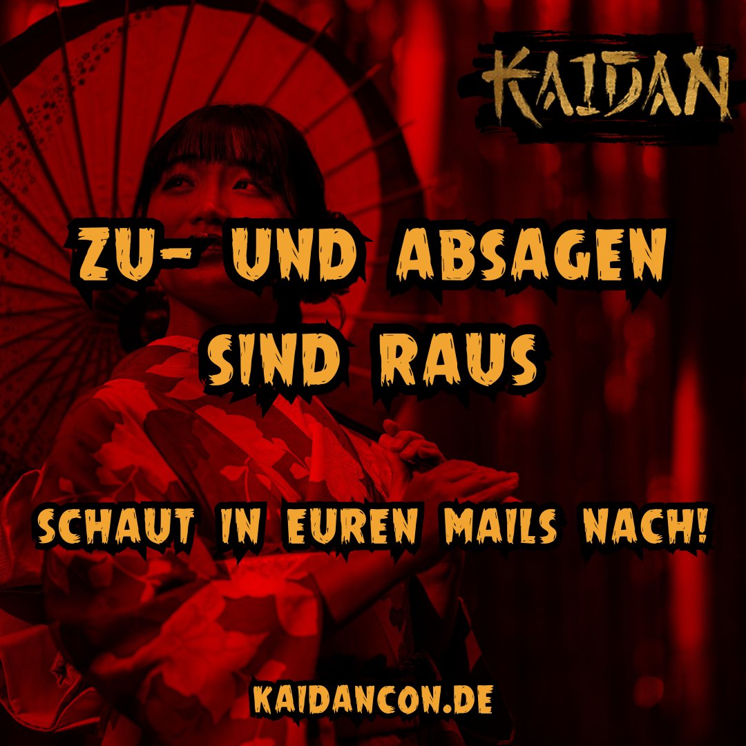 ⛩️ Zeit in eure Postfächer zu schauen! 

Manchmal landen Mails in dem Spam Ordner 👀

Wir freuen uns auf euch! 👻

#artistalley #Bewerbung #kaidancon