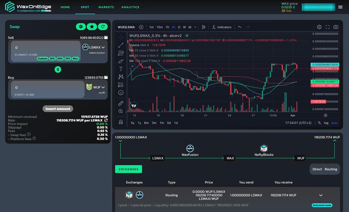 WaxOnEdge routing algorithm just got better! You can now swap LSWAX to any token more efficiently thanks to LSWAX staking plus instant redemption! Try it out! 
waxonedge.app