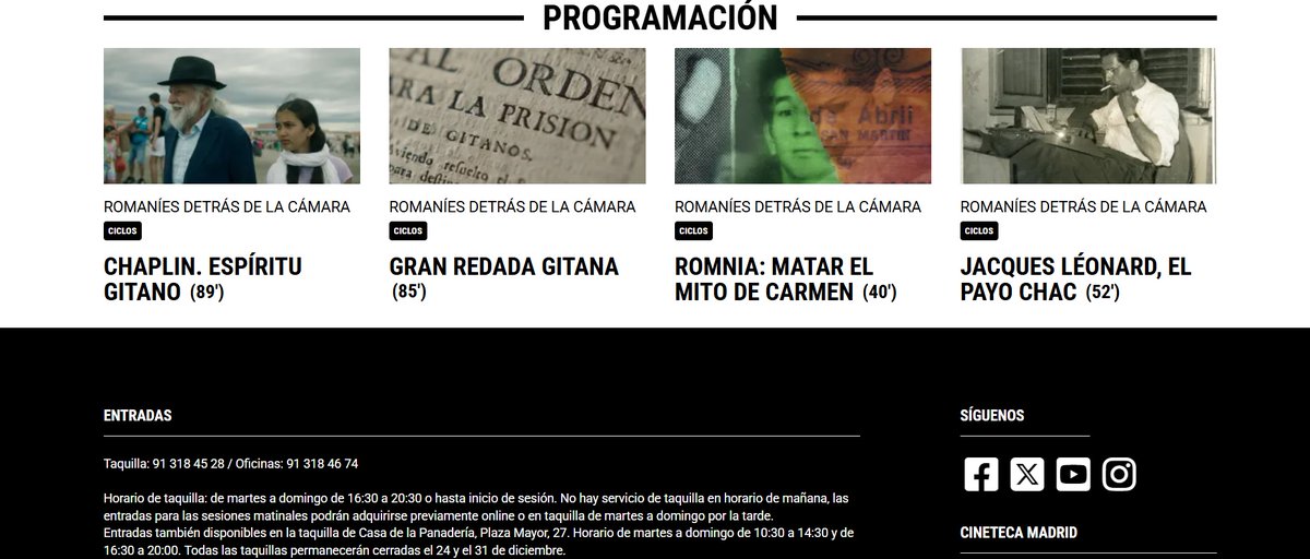 Lidia Merás (@lidiameras) on Twitter photo Ciclo en Cineteca "Romaníes detrás de la cámara. El cine gitano del s. XXI" 8-11 abril en <a href="/CinetecaMadrid/">Cineteca Madrid</a> con la presencia de los directores Pilar Távora y Jerónimo de los Santos.
cinetecamadrid.com/ciclo/romanies… Ciclo en Cineteca "Romaníes detrás de la cámara. El cine gitano del s. XXI" 8-11 abril en <a href="/CinetecaMadrid/">Cineteca Madrid</a> con la presencia de los directores Pilar Távora y Jerónimo de los Santos.
cinetecamadrid.com/ciclo/romanies…