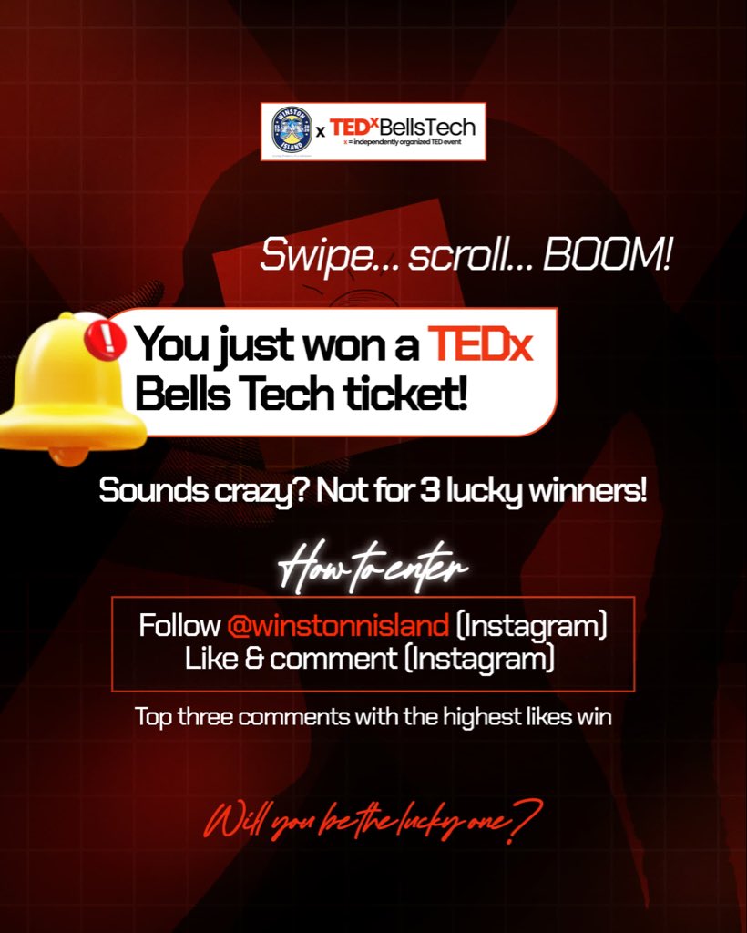 TedxBellsTech's tweet photo. Yes, you can win a free ticket to TEDx Bells Tech 2025 😌😌

 Follow, like ,and comment: https://t.co/mVWgW6utUK https://t.co/KUWcsTe81A