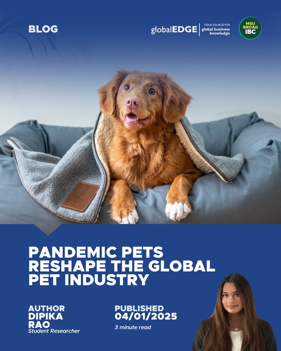 globalEDGEmsu's tweet photo. "Pets have gone from companions to full-fledged family members, and the world’s wallets are proving it." Click the link below to read more.
https://t.co/FhkMcah1an
#globalEDGE #Pets #Dog #Cat #COVID #Pandemic #Animals #PetCare #Veterinary https://t.co/k8wvet3r0X