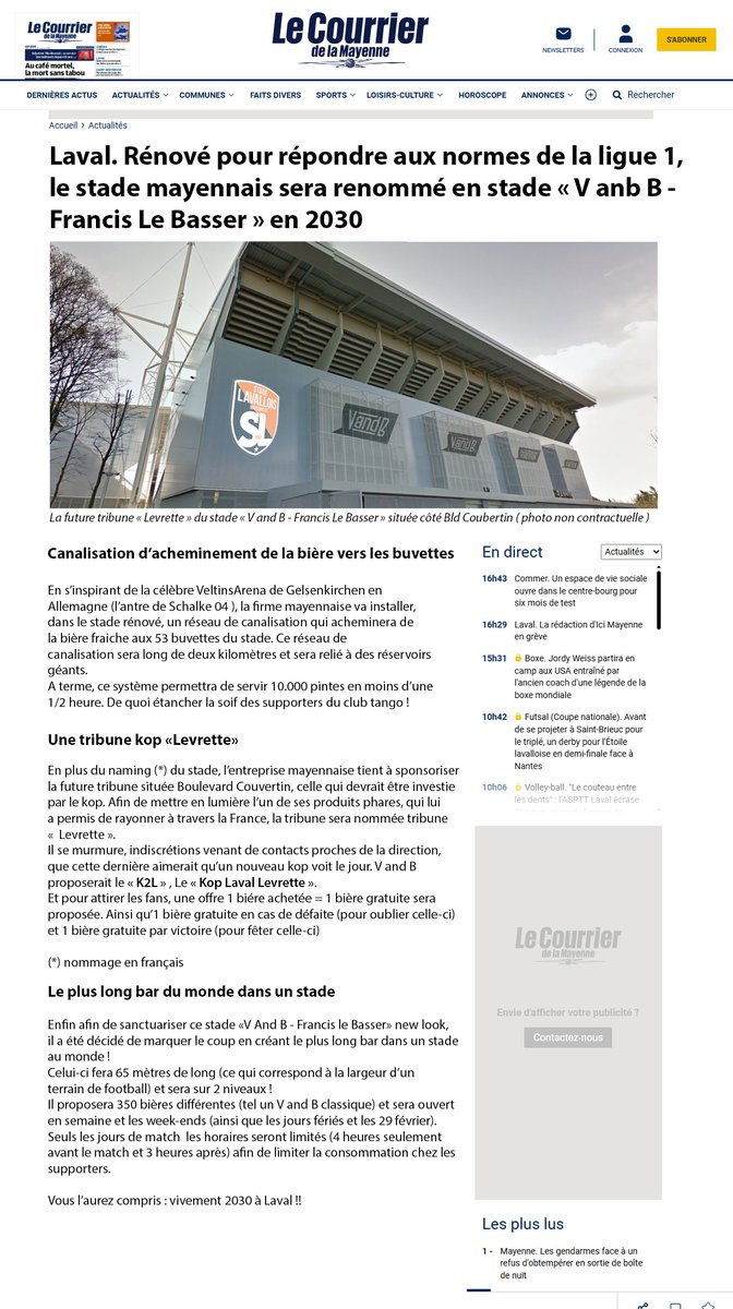 Bah voilà ! Après on ne pourra plus dire que ça ne bouge pas au <a href="/stadelavallois/">Stade Lavallois</a> !! 🧡🖤

<a href="/VandBOfficiel/">V and B</a> va donc accélérer son engagement au sein de notre club 🙏

Cette nouvelle du <a href="/CDLM53/">Courrier de la Mayenne</a> a embelli ma soirée !! ☺️
Merci !!! 👍