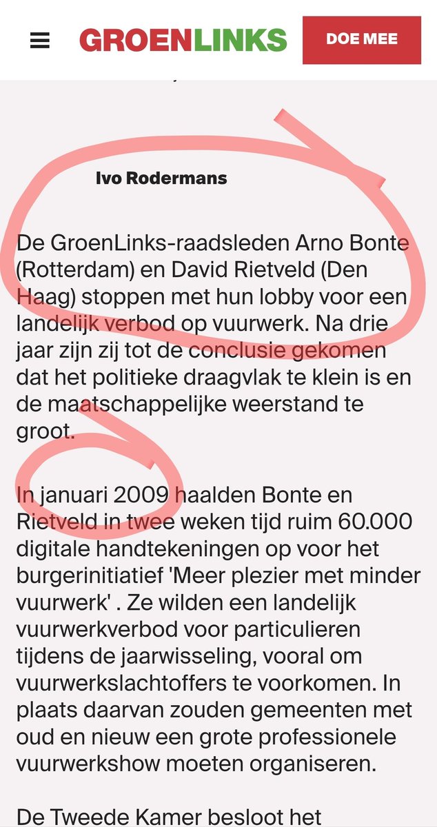 Ere die ere toekomt 
Een landelijk #vuurwerkverbod is de kroon op het werk van Arno Bonte,voorm. GroenLinks gemeenteraadslid in Rotterdam  
Zestien jaar geleden begon hij zijn actie.Soms belachelijk gemaakt.Vaak tegengewerkt.
Nu eindelijk met succes.
#GroenLinks #PvdA
#vuurwerk