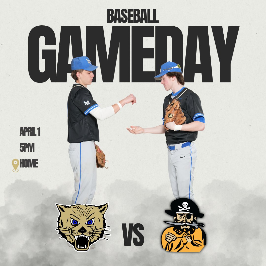 Home opener for Lake Mills Baseball tonight! Varsity hosts Waterloo at Campus Field, JV plays at Wallace Park. First pitch at 5:00 PM. ⚾️ #LCatPride