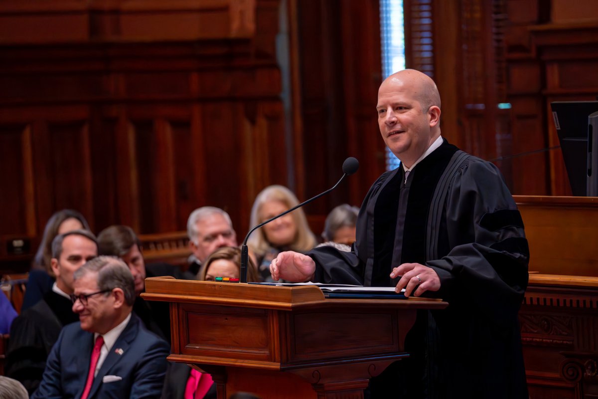 The Hon. Nels Peterson was sworn in as the 35th Chief Justice of the Supreme Court of Georgia on Tuesday, April 1, 2025, at the State Capitol. The Hon. Sarah Hawkins Warren was sworn in as the new Presiding Justice. ow.ly/PfNb50VszLA