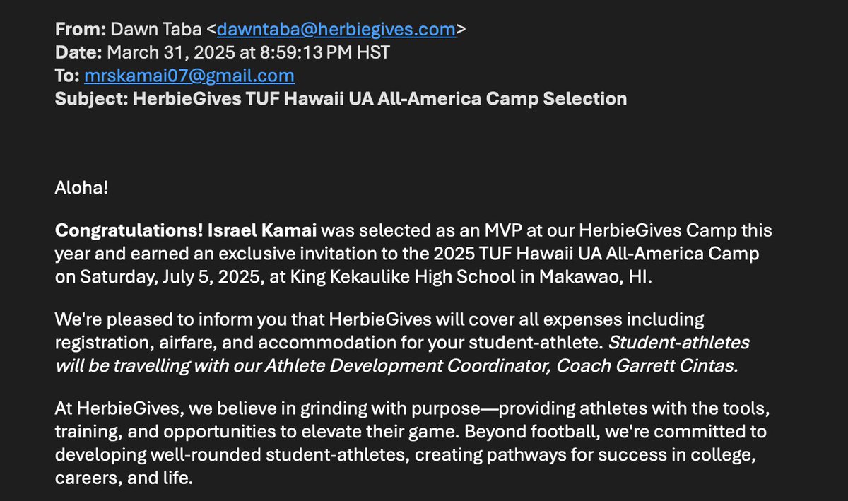 Blessed to be named one of the MVPs at the HerbieGives Camp this past month. Thank you for this great opportunity. <a href="/DawnTaba/">Dawn Taba</a> <a href="/nickherbig_/">Nick Herbig</a> <a href="/nate_herbig/">Nate Herbig</a> <a href="/JojoDickson/">Jojo Dickson</a> <a href="/RaymondMaae/">Ray Ma'ae</a>