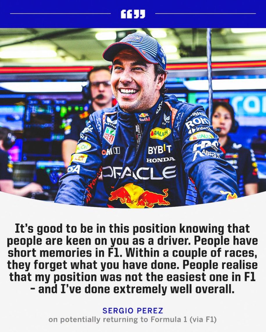 Yhacbec's tweet photo. @SChecoPerez habló y pone las cosas en su lugar. Él mismo reconoce que los problemas recientes en @redbullracing y con @LiamLawson30 le han permitido a mucha gente darse cuenta de que la realidad. “De repente se dan cuenta de lo difícil que es conducir el RBR”…vaya palo 😎🤣 https://t.co/Ns5KHdBNt1