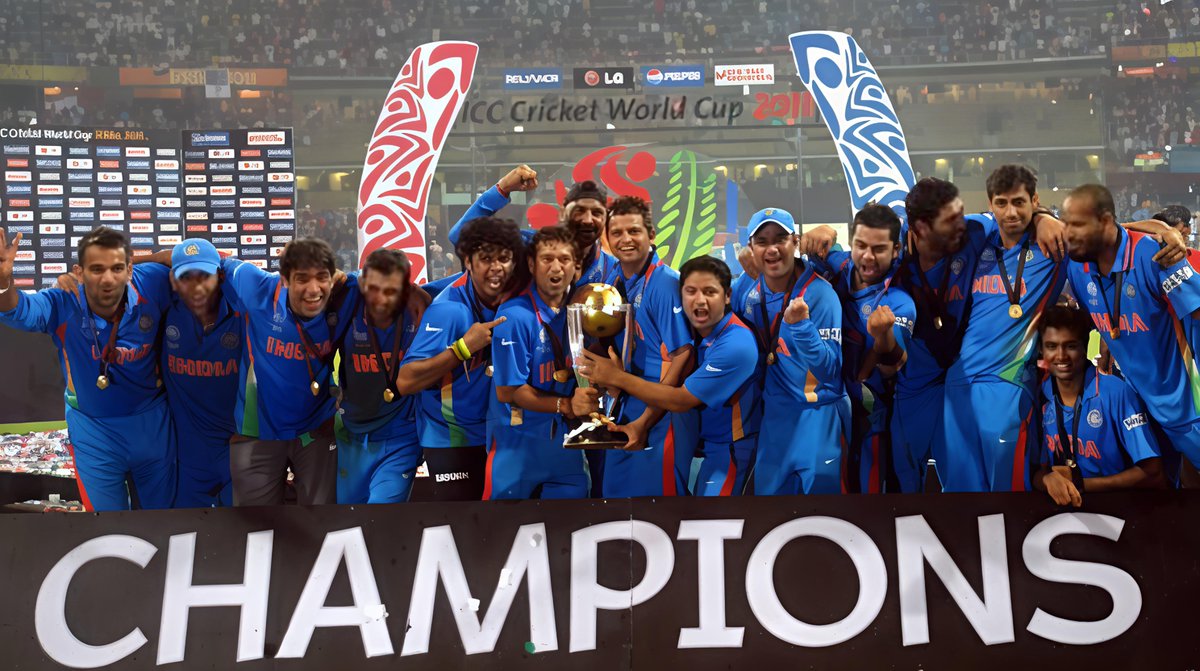 Mufaddal Vohra (@mufaddal_vohra) on Twitter photo Sachin - 482 runs.
Gambhir - 393 runs.
Sehwag - 380 runs.
Yuvraj - 362 runs & 15 wickets.
Kohli - 282 runs.
MS Dhoni - 91* in Final.
Raina - 34* Vs Aus, 36 in Semis.
Zaheer - 21 wickets.
Munaf - 11 wickets.
Harbhajan - 9 wickets.
- INDIA WON WORLD CUP ON THIS DAY IN 2011. ๐ฎ๐ณ Sachin - 482 runs.
Gambhir - 393 runs.
Sehwag - 380 runs.
Yuvraj - 362 runs & 15 wickets.
Kohli - 282 runs.
MS Dhoni - 91* in Final.
Raina - 34* Vs Aus, 36 in Semis.
Zaheer - 21 wickets.
Munaf - 11 wickets.
Harbhajan - 9 wickets.
- INDIA WON WORLD CUP ON THIS DAY IN 2011. ๐ฎ๐ณ