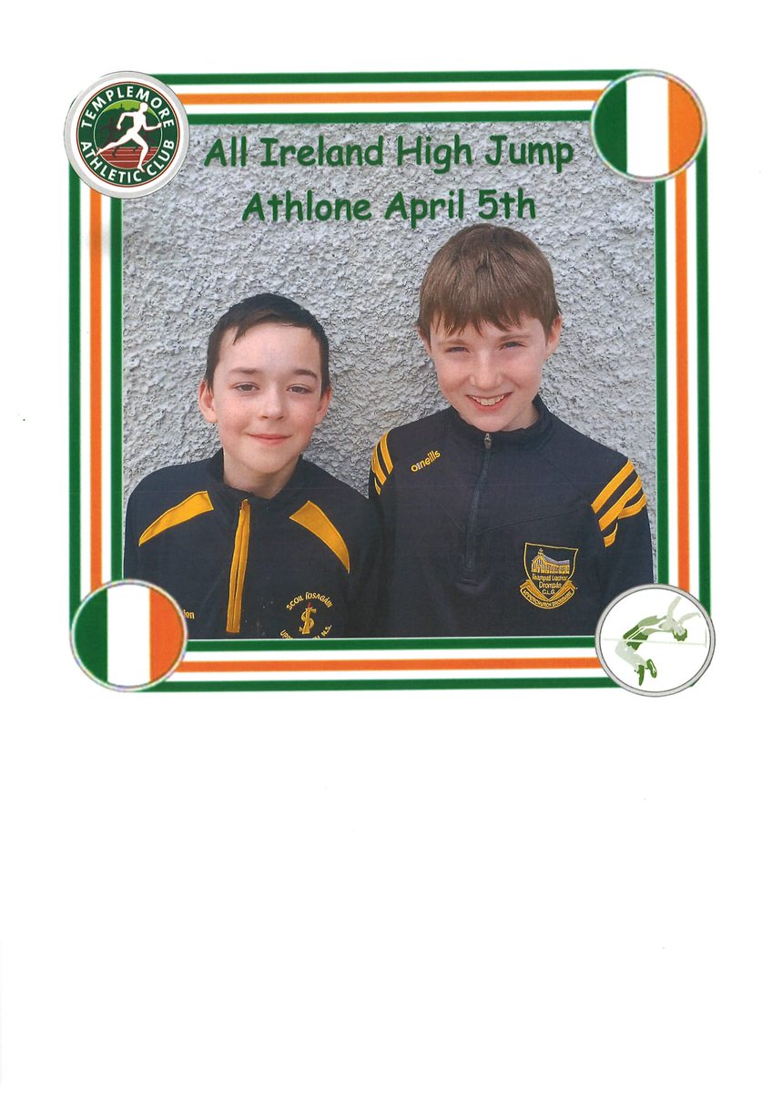 churchdrombane's tweet photo. Best of luck to Seamus O'Brien and Kyle Corcoran,  members of our juvenile club, who will take part in the All Ireland High Jump in Athlone this weekend.  Best of luck lads. https://t.co/Qy2XRFiuwy