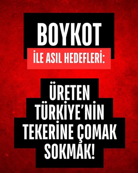 Bu bir boykot değil 
Oykot..👊🏻👊🏻

Halkı iradesinden tercihlerinden cezalandırmak için ekonomik faşizm yolunu tercih eden bu kahpeliğe karşı sessiz kalma !! 
Bu bir provokasyon !