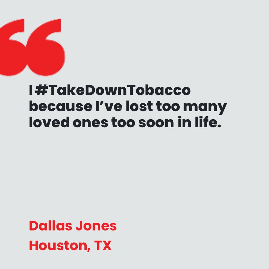 _DallasJones's tweet photo. Today is National #TakeDownTobacco Day!!! Why do you Take Down Tobacco? https://t.co/hu1yd0PFb0
