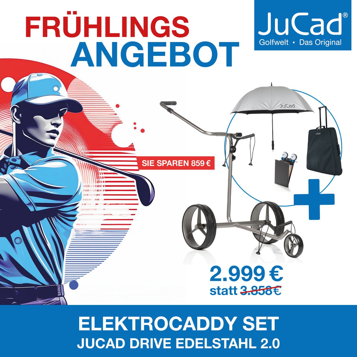 firstgolfbc's tweet photo. Pünktlich zum Start der Golfsaison die First Golf - Drive Your Life https://t.co/eowtxptXc0 Frühlingsaktion für alle Golf-Enthusiasten: JuCad Drive Edelstahl 2.0 Elektrocaddy ist jetzt im Komplett-Set zum Sonderpreis von 2.999 € statt 3.858 € (brutto) erhältlich! https://t.co/BW2VSCvkaw