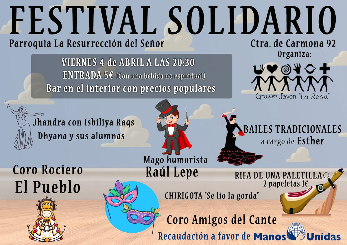 Festival Solidario este próximo viernes día 4 a las 20:30h., en la Parroquia de La Resurrección del Señor.