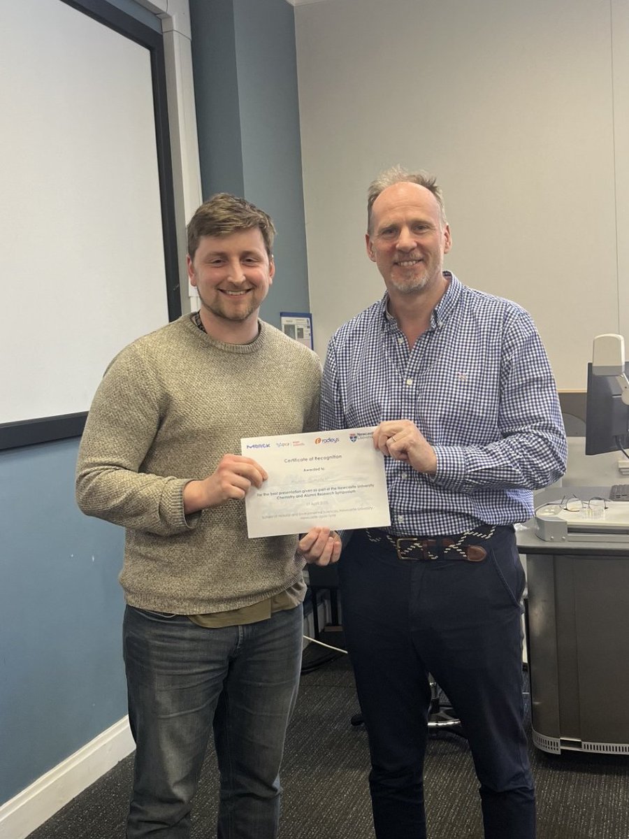 Roly Armstrong (@r_armstrong_lab) on Twitter photo Congratulations to <a href="/Aaron1234C/">Aaron Campbell</a> for winning a prize for his excellent talk on synthesis of C-N atropisomers via dynamic kinetic resolution at todays #NUCARS symposium. <a href="/ChemistryNCL/">Newcastle Chemistry</a> <a href="/SciencesNCL/">Sciences at Newcastle</a> Congratulations to <a href="/Aaron1234C/">Aaron Campbell</a> for winning a prize for his excellent talk on synthesis of C-N atropisomers via dynamic kinetic resolution at todays #NUCARS symposium. <a href="/ChemistryNCL/">Newcastle Chemistry</a> <a href="/SciencesNCL/">Sciences at Newcastle</a>