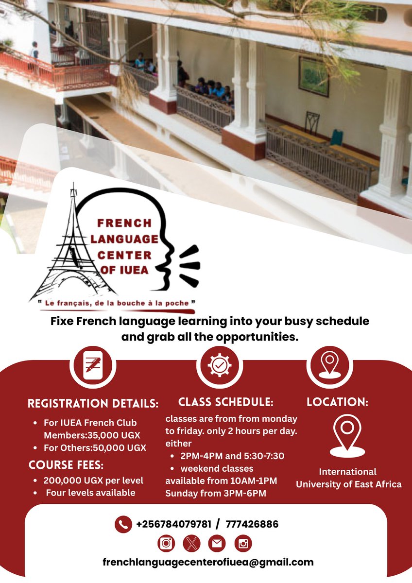 We are pleased to announce that pre-registration for the French Language Program at IUEA is now open! This is a great opportunity for students and professionals to enhance their French language skills.
#frenchlanguagecenterofiuea
forms.gle/hTUpuodXddyDkB…