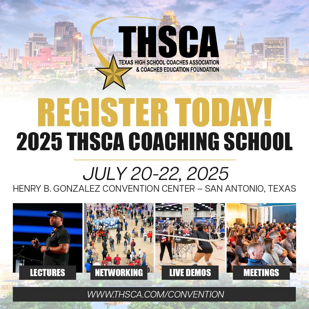 ⭐ It's that time of year again... the 2025 THSCA Coaching School &amp; Convention is just around the corner!🙌 Join us in San Antonio for 250+ hours of content on 13 different sports! Register TODAY and receive the $85 early bird rate! 

🔗: thsca.com/convention 
📅: July