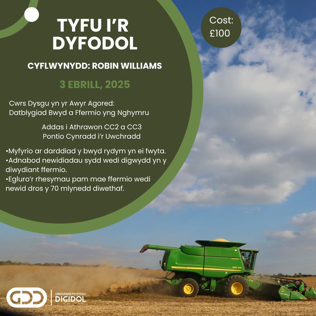 Gwasanaeth Dysgu Digidol (@dysgudigidol) on Twitter photo Cwrs Tyfu i’r Dyfodol – Datblygiad Bwyd a Ffermio yng Nghymru
Athrawon Camau Cynnydd 2 a 3 (Blynyddoedd 5, 6 a 7, 8)
Cyflwynydd: <a href="/RobinW_Cyf/">Robin Williams Cyf</a>
📅Dydd Iau, 3ydd Ebrill
Dewis un o ddau sesiwn:
⏰Sesiwn bore: 10am - 12pm
⏰Sesiwn p’nawn: 1pm - 3pm
#yagym Cwrs Tyfu i’r Dyfodol – Datblygiad Bwyd a Ffermio yng Nghymru
Athrawon Camau Cynnydd 2 a 3 (Blynyddoedd 5, 6 a 7, 8)
Cyflwynydd: <a href="/RobinW_Cyf/">Robin Williams Cyf</a>
📅Dydd Iau, 3ydd Ebrill
Dewis un o ddau sesiwn:
⏰Sesiwn bore: 10am - 12pm
⏰Sesiwn p’nawn: 1pm - 3pm
#yagym