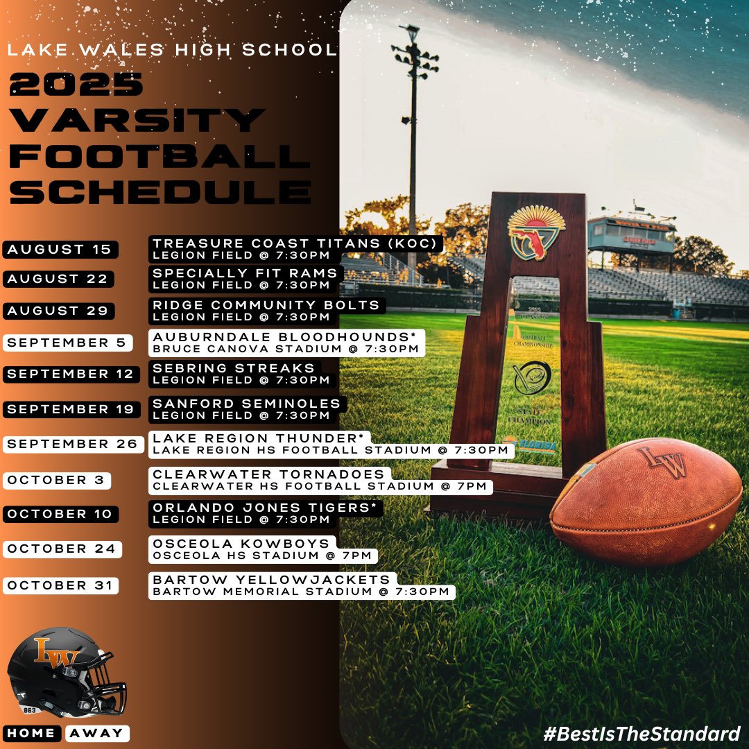 Highlander Football 2025 Varsity Schedule #BestIsTheStandard