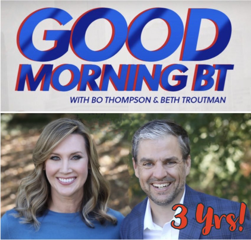 Bo Thompson (@bothompsonwbt) on Twitter photo Today marks three years since <a href="/Beth_Troutman/">Beth Troutman</a> & I launched #GoodMorningBT on <a href="/wbtradio/">News Talk 1110 & 99.3 WBT</a>! In case you missed today’s show, here’s the full montage of our favorite moments from year 3:
🎧➡️ bit.ly/41VjGLG Today marks three years since <a href="/Beth_Troutman/">Beth Troutman</a> & I launched #GoodMorningBT on <a href="/wbtradio/">News Talk 1110 & 99.3 WBT</a>! In case you missed today’s show, here’s the full montage of our favorite moments from year 3:
🎧➡️ bit.ly/41VjGLG