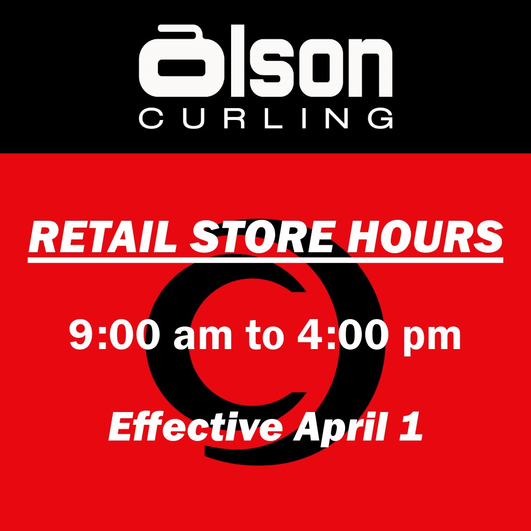 Spring is here and so are our new Retail Store hours! 

#CurlingEquipment #NewHours #ShopLocal