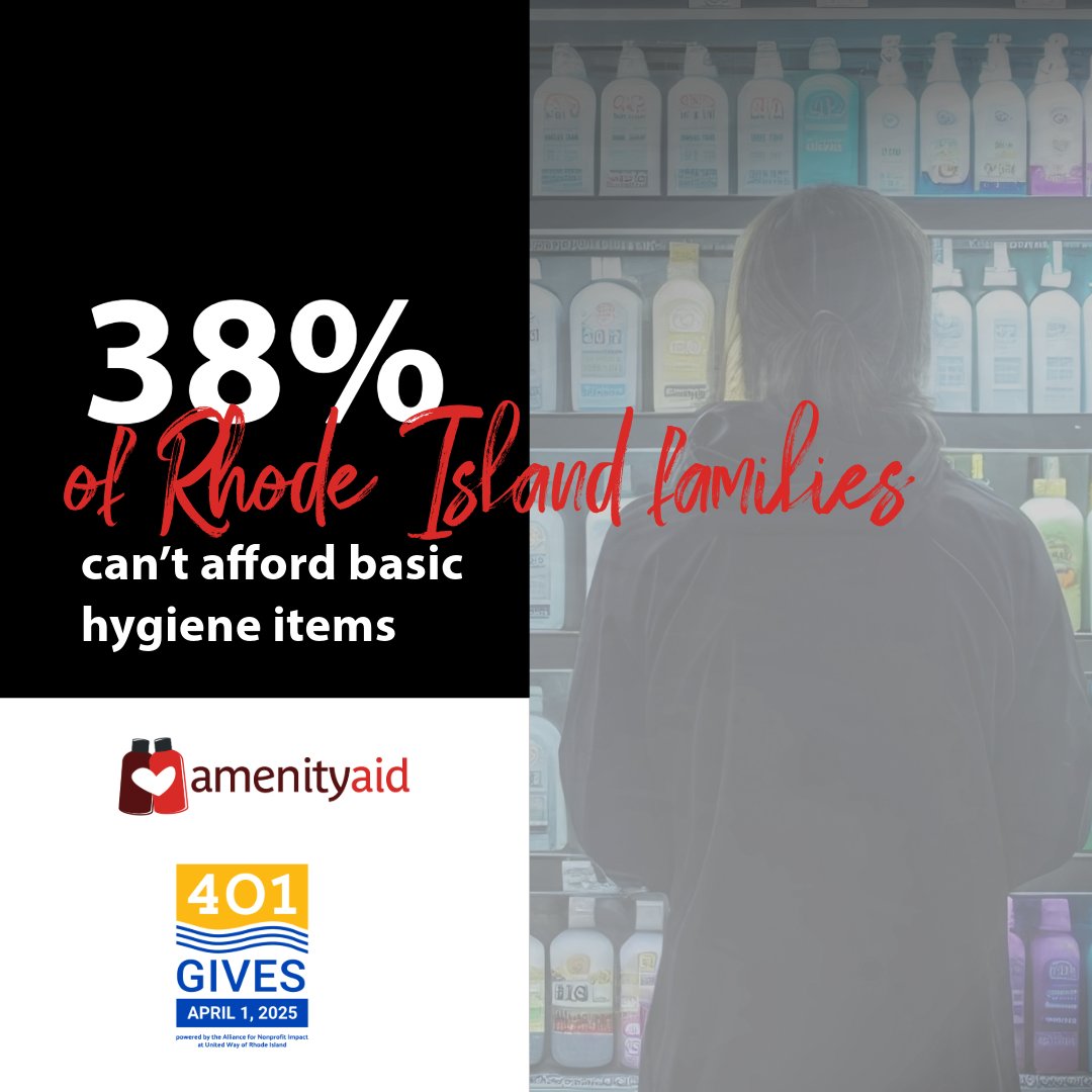It's a shock to many - but 1 in 3 RI families can’t afford hygiene essentials like soap &amp; shampoo—these are items SNAP/EBT won’t cover. Amenity Aid is filling this unmet need in our community, offering Health, Hygiene + Heart. ❤️ Donate to #401Gives today: 401gives.org/organizations/…