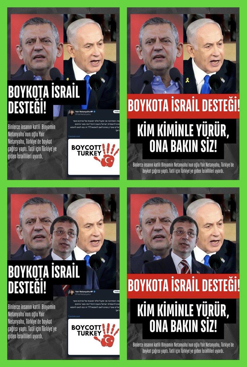 EĞER TÜRKİYE’DE BİR BOYKOTA İSRAİL’İN DESTEĞİ VARSA BU BOYKOT ÜLKE ALEYHİNEDİR…

SİZ NE DÜŞÜNÜYORSUNUZ TWEET ALEMİ…

#BoykotDeğilMilliZarar