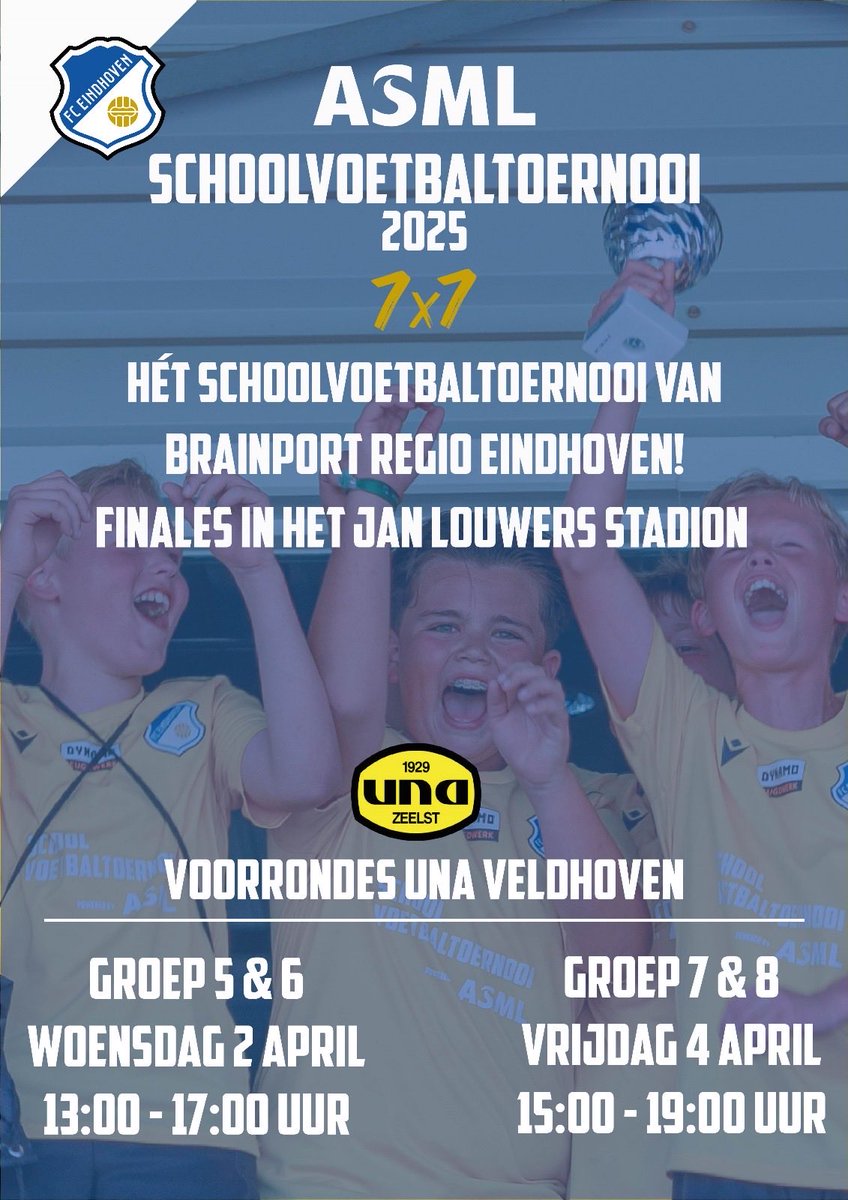 Voorrondes ASML Schoolvoetbaltoernooi zijn morgen en vrijdag bij vv UNA