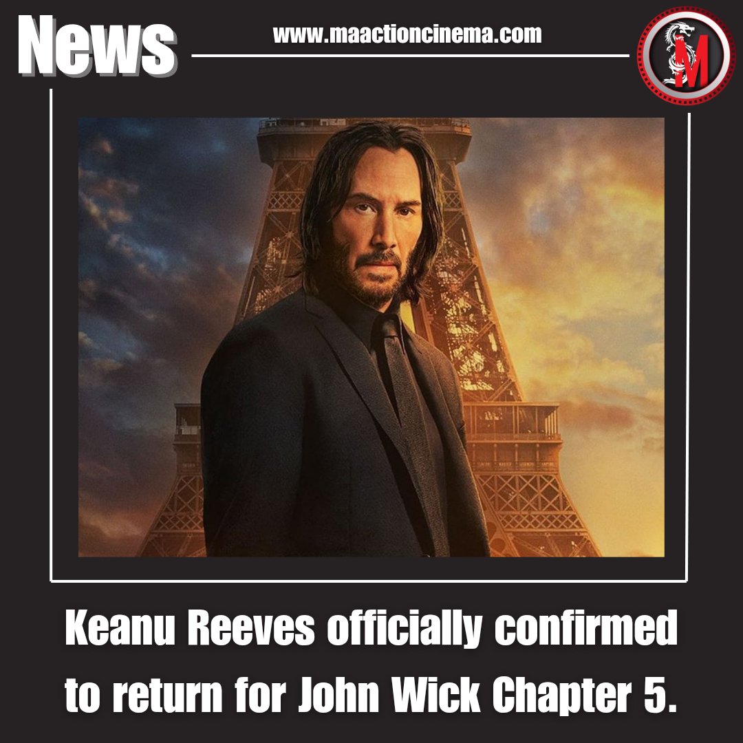 MAActionCinema's tweet photo. #KeanuReeves officially confirmed to return for #JohnWickChapter5!
“Keanu, Chad, Basil and Erica would not return unless they had something truly phenomenal and fresh to say with these characters and this world," said Lionsgate's Adam Fogelson. (via @variety) https://t.co/IDsTnGgi2k