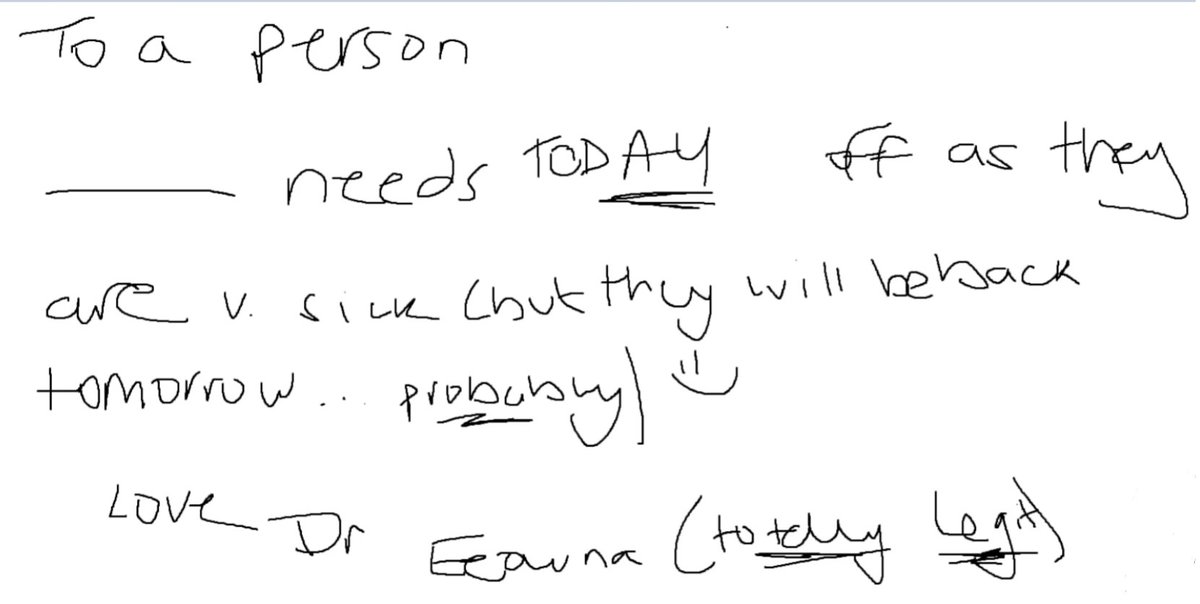 Eeowna's tweet photo. Considering tomorrow's Nintendo Direct is AN HOUR LONG, I wrote anyone who needs it a TOTALLY legit Drs note to get you out of work/ school to watch it! (No one needs to know I have a chemistry doctorate not a medical degree) https://t.co/WR8Xu3nSCV