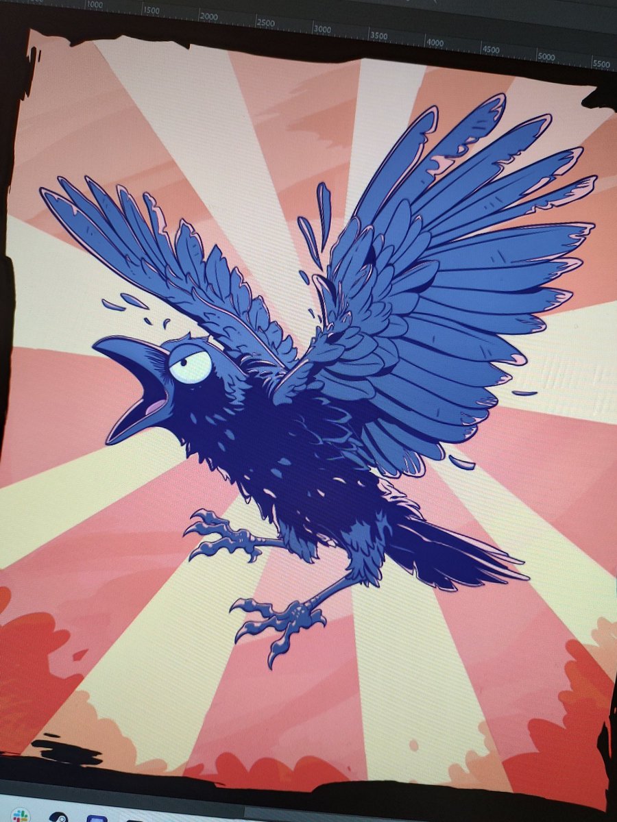 shapesandlines's tweet photo. Well, this is done I think. Wrapped it up last night and  looked at it with fresh eyes this morning. I'm not sure what I'm going to do with it though. Maybe a t-shirt? 

I'm sure the crow will make an appearance in the dungeon delving storybook in some fashion.

Time to move on. I've got a character commission to finish and pitch art on a game design to do.