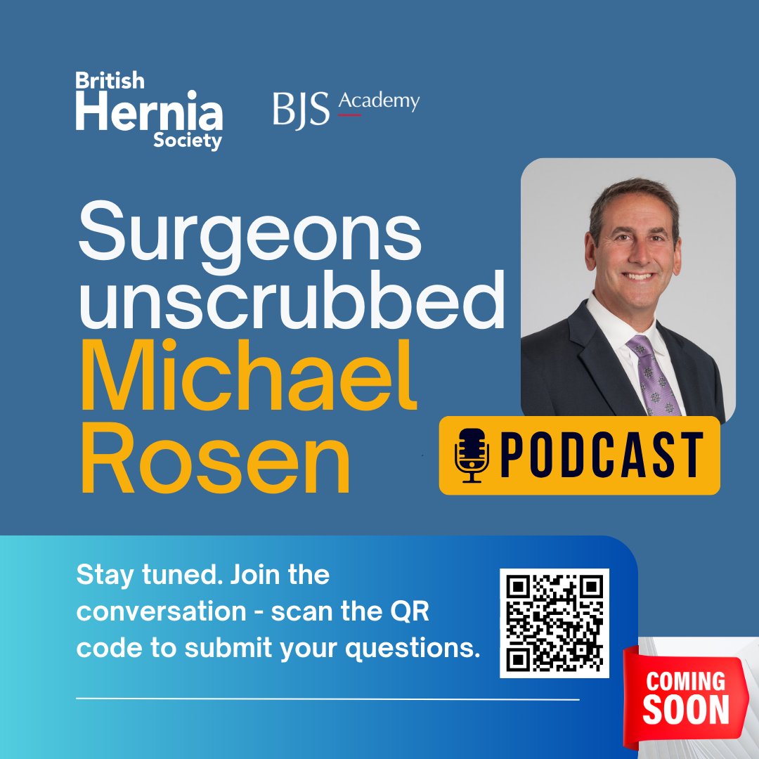 British Hernia Society (@britishhernia) on Twitter photo 🎙️ New BHS podcast launching soon!
We’re kicking off with none other than <a href="/MikeRosenMD/">Michael Rosen</a> in Surgeons Unscrubbed.
💬 Got a question for him? Link in our bio 👆🏾
👥 For members only (Joining is free — sign up on our website)
📅 Release date coming soon. Don’t miss it!
<a href="/BJSAcademy/">BJS Academy</a> 🎙️ New BHS podcast launching soon!
We’re kicking off with none other than <a href="/MikeRosenMD/">Michael Rosen</a> in Surgeons Unscrubbed.
💬 Got a question for him? Link in our bio 👆🏾
👥 For members only (Joining is free — sign up on our website)
📅 Release date coming soon. Don’t miss it!
<a href="/BJSAcademy/">BJS Academy</a>
