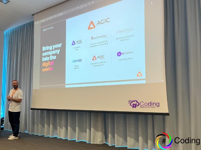 _AGIC_'s tweet image. #SharpCoding2025 🌈 
 
Anche quest’anno AGIC ha rinnovato il supporto come Platinum Sponsor alla conferenza #SharpCoding 2025: “#Innovazione e #Futuro: Rivoluzionare lo Sviluppo Software con le Potenzialità del #Cloud e dell'#AI”.