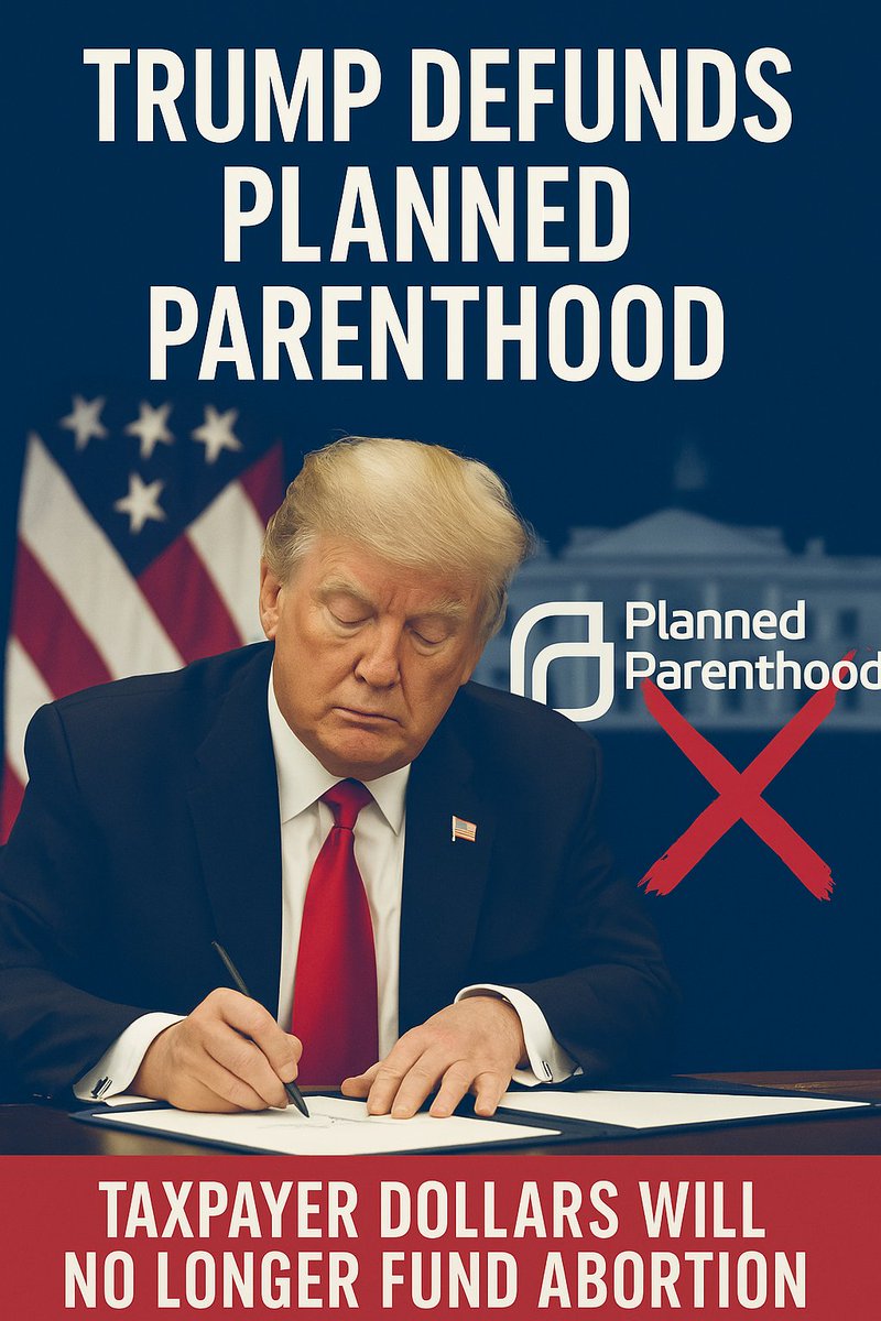 President Trump just cut off federal funding to Planned Parenthood.
No more taxpayer dollars for abortion.
He didn’t just talk pro-life—he acted.
Actions speak louder than words.