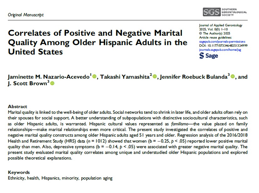 UMB & UMBC Gerontology Ph.D. Program (@gero_umb_umbc) on Twitter photo Jaminette Nazario, <a href="/dryamataka/">yamataka 社会老年学 🇺🇸</a> , and their colleagues published their new article, "Correlates of Positive and Negative Marital Quality Among Older Hispanic Adults in the United States."
journals.sagepub.com/doi/10.1177/07… Jaminette Nazario, <a href="/dryamataka/">yamataka 社会老年学 🇺🇸</a> , and their colleagues published their new article, "Correlates of Positive and Negative Marital Quality Among Older Hispanic Adults in the United States."
journals.sagepub.com/doi/10.1177/07…