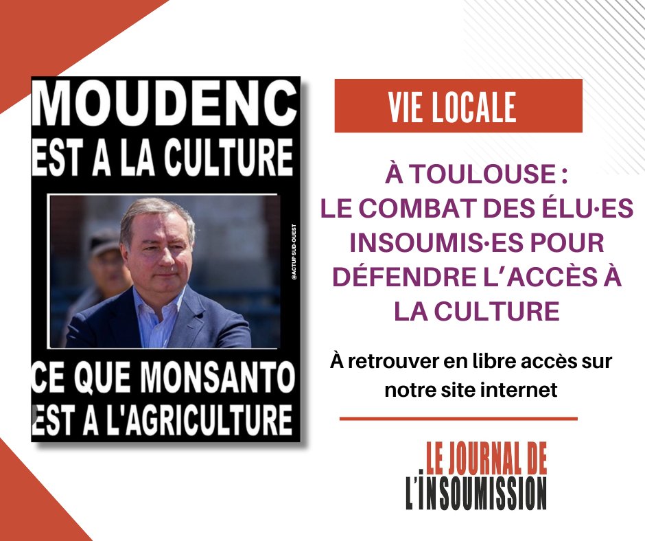 👉Dans Vie Locale du numéro d'avril, cap sur Toulouse avec <a href="/AgatheRoby/">Agathe Roby</a>   pour défendre l'accès à la culture face à l'austérité du maire réactionnaire Jean-Luc Moudenc. À retrouver sur : leji.fr/journaldelinso…

👉  Et n'hésitez pas à vous abonner :  leji.fr/boutique-sabon…
