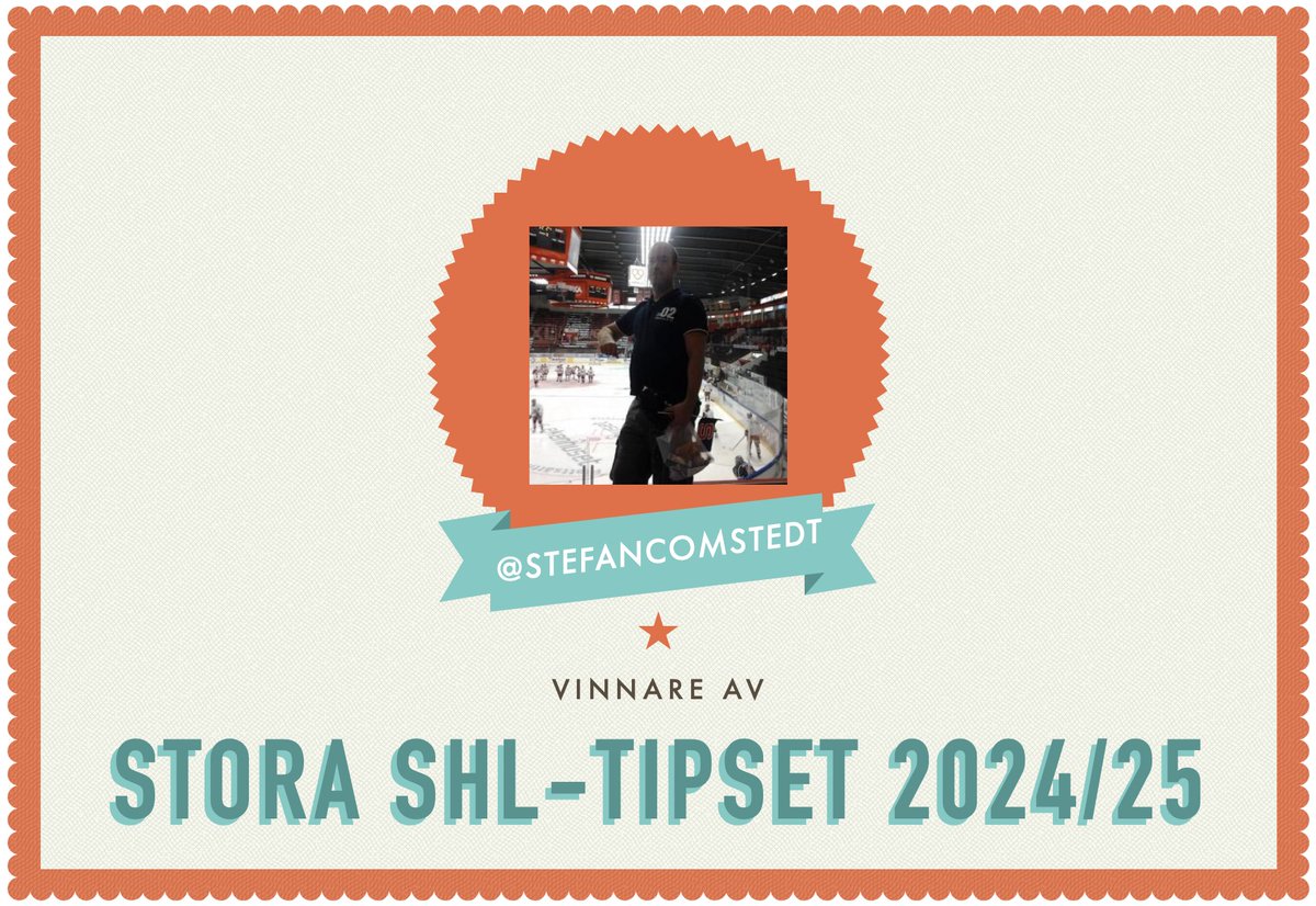 andreaslennarts's tweet photo. Fick ett ryck ikväll och rättade årets SHL-tips, och vi har fått fram en vinnare. #shltips24

Med stabila fyra rätt är det @StefanComstedt som plockar hem årets tävling. Frågan är hur han kommer stå sig mot Expressens experter @MrMadhawk?

Grattis! https://t.co/Q96R67Icaf
