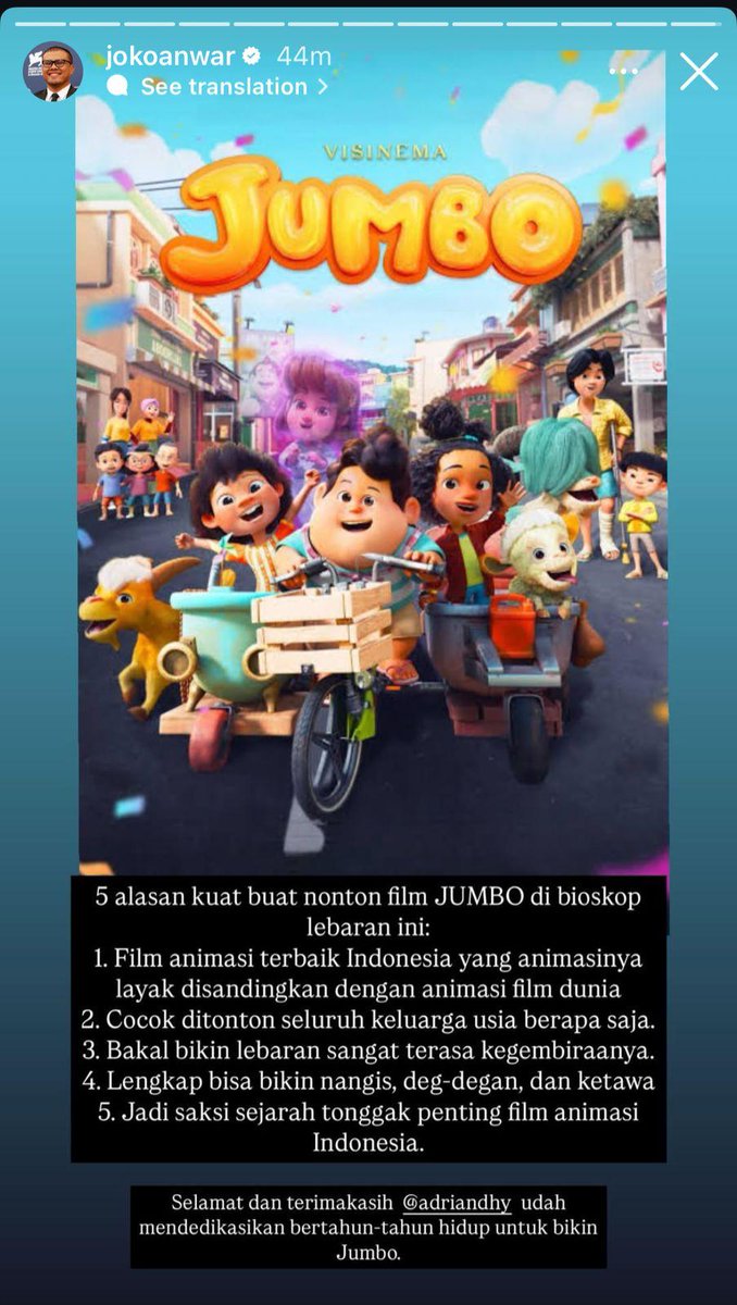 HStylesGirls's tweet photo. @tanyakanrl bruhhh 😮‍💨 Joko Anwar-nya aja sampe ngasih 5 alasan kuat menyarankan kita nonton jumbo aja 😂 https://t.co/ovpnnfMzPj