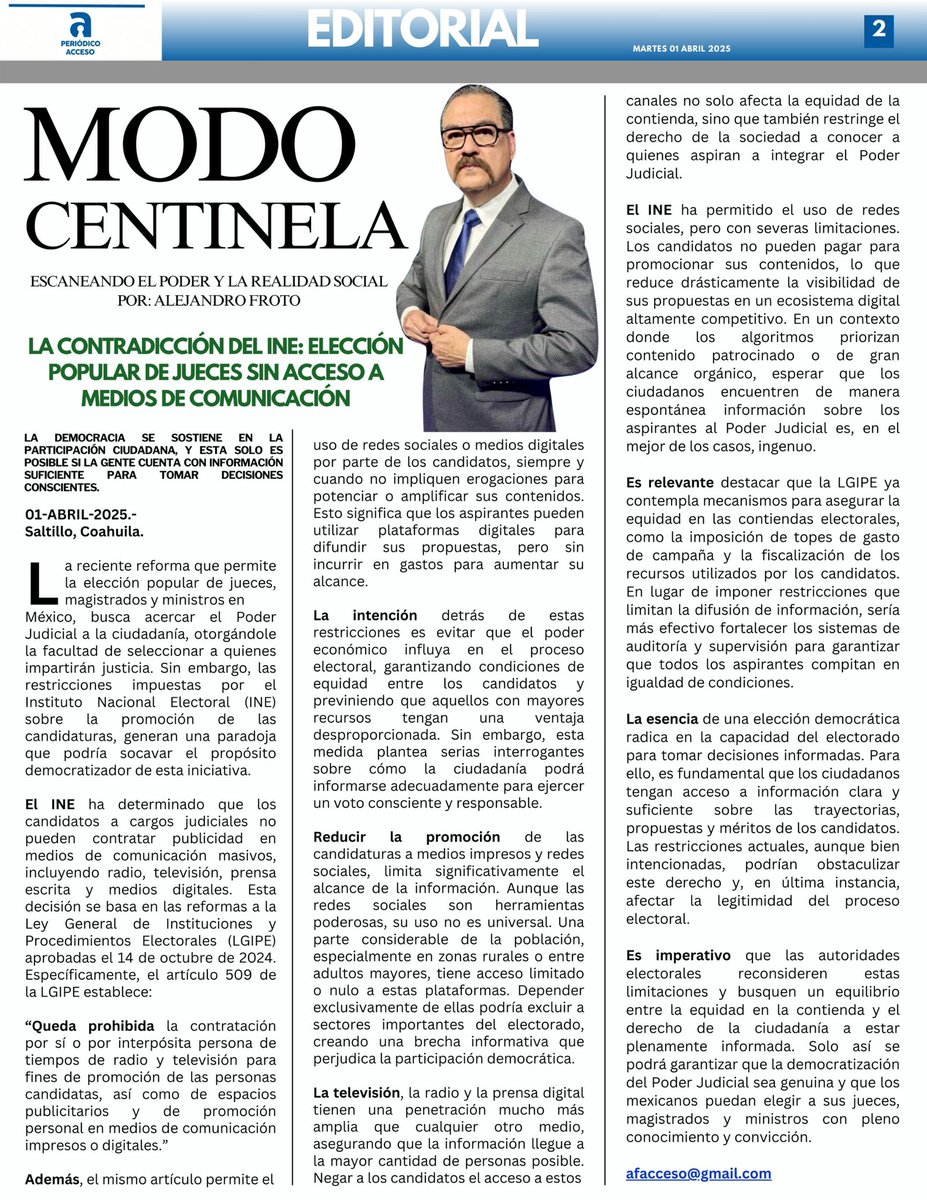 #medios de comunicación #elección poder judicial #Coahuila #jueces #ministros #magistrados #INE