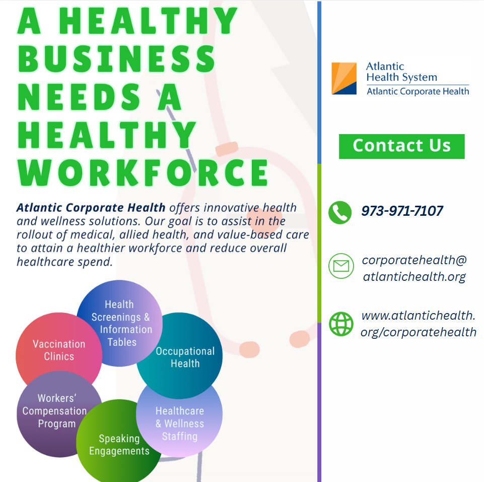 MCEDC Sponsor Spotlight: <a href="/AtlanticHealth/">Atlantic Health</a>   a generous MCEDC sponsor and a vital member of our community, provides tailored health programs for employees through their Corporate Health Initiative! To learn more about this program visit zurl.co/ChBzm