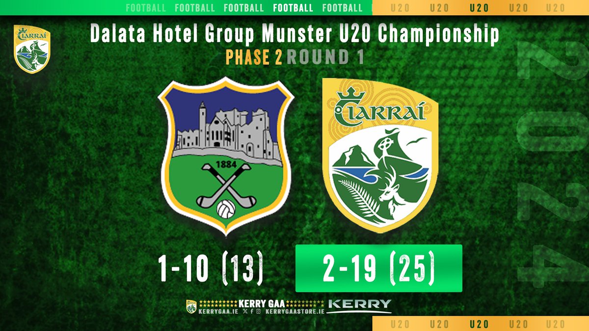 🏐 Full Time in New Inn in the 2025 Dalata Hotel Group U20 Munster Football Championship Phase 2 Round 1.

#WeAreKerry #CiarraíAbú