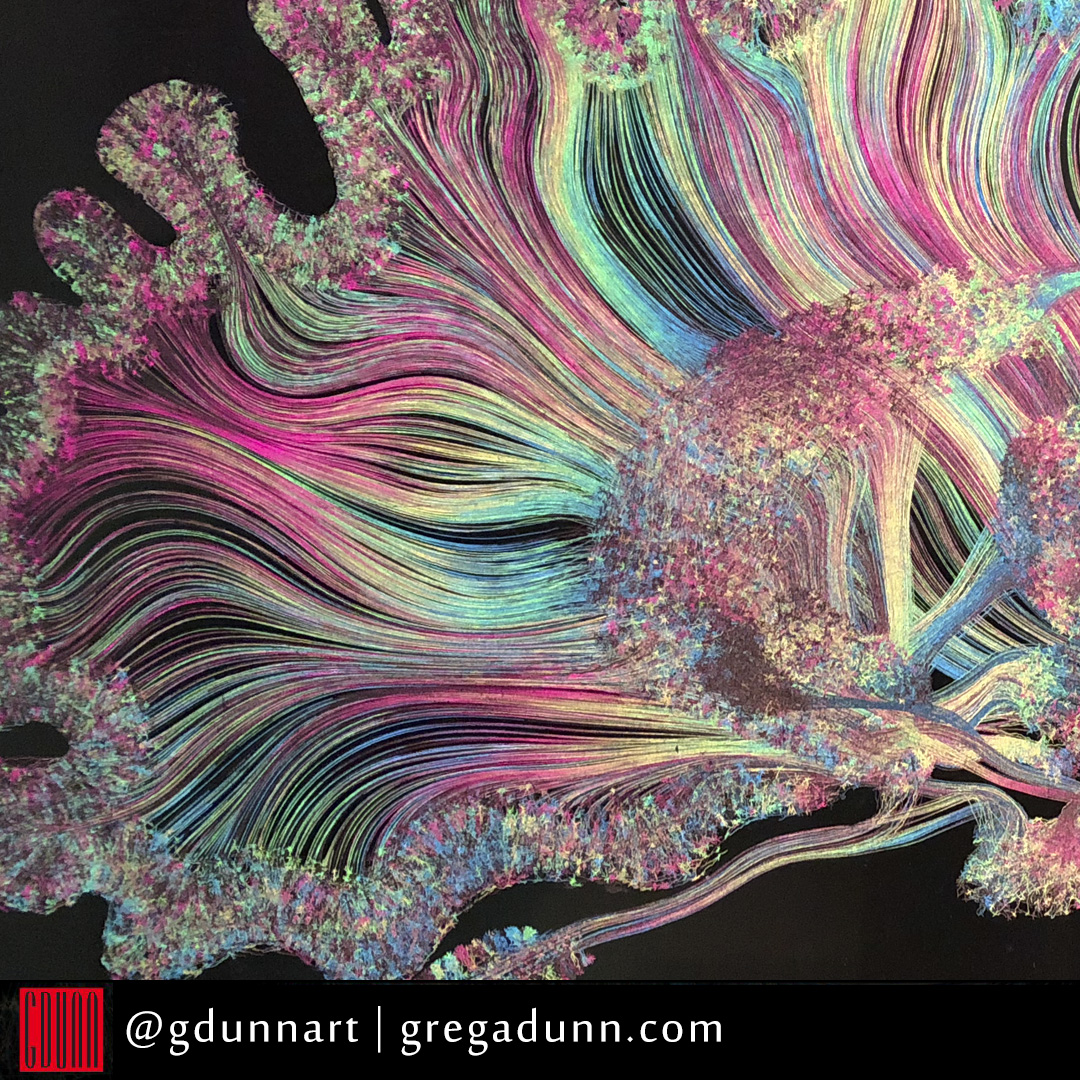 GDunnArt's tweet photo. A closeup of the microetched print Self Reflected in red, yellow, green, and cyan light. This and millions of color combinations possible with this microetching. Now available on my website:
https://t.co/DUDkHPg5kI
#brain #brainart #etching #sciart #nerdart #psychedelicart https://t.co/R5DdndIgVb