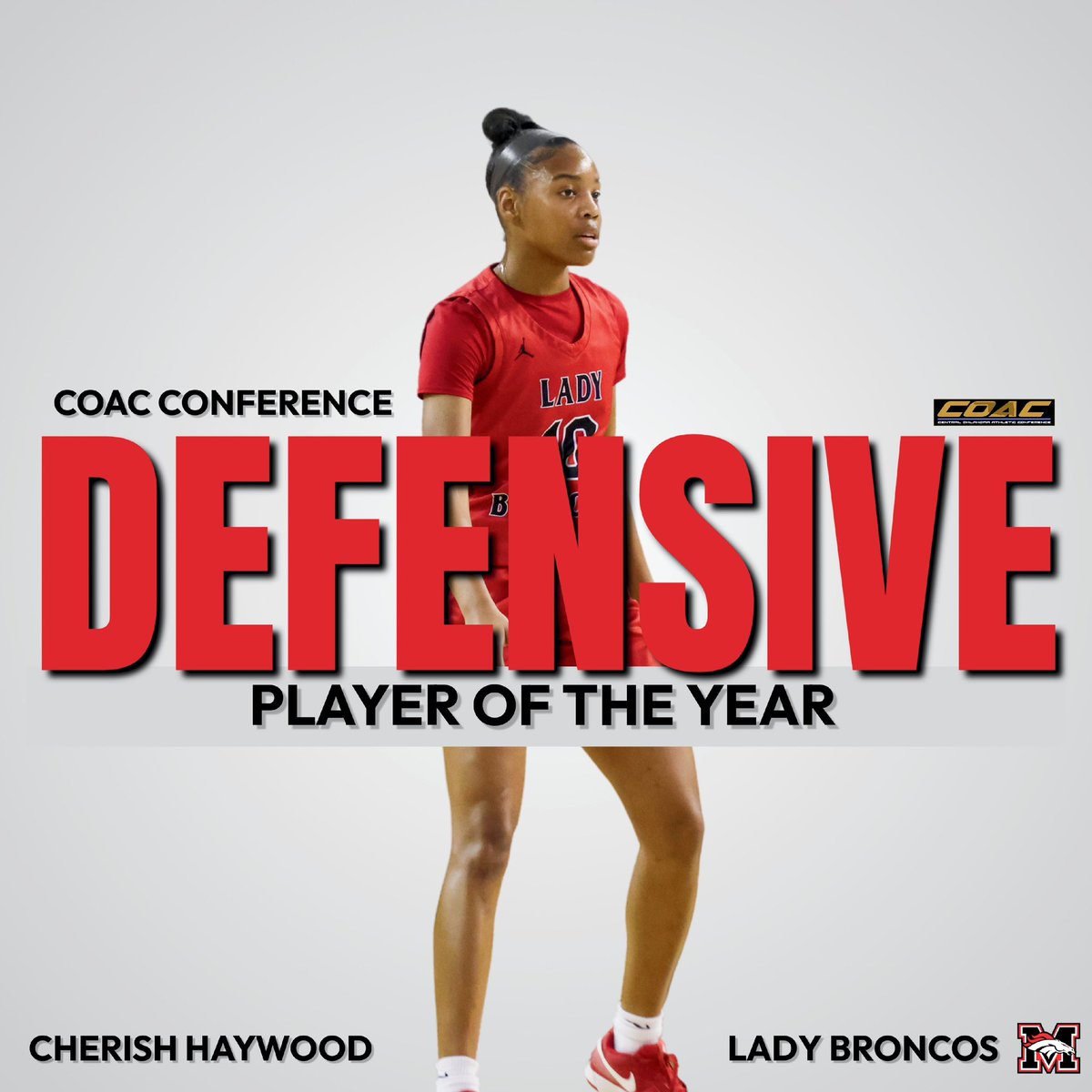 Mustang WBB (@mustangwbb) on Twitter photo Congratulations to senior Cherish Haywood on being named the COAC conference Defensive Player of the Year!! #GID #BDM
<a href="/HaywoodCherish/">Cherish Haywood</a> <a href="/MHSBroncoSports/">MHS Bronco Sports</a> <a href="/MHSBroncosVoice/">MHSBroncosVoice</a> <a href="/MHS_Broncos/">MHSBroncos</a> Congratulations to senior Cherish Haywood on being named the COAC conference Defensive Player of the Year!! #GID #BDM
<a href="/HaywoodCherish/">Cherish Haywood</a> <a href="/MHSBroncoSports/">MHS Bronco Sports</a> <a href="/MHSBroncosVoice/">MHSBroncosVoice</a> <a href="/MHS_Broncos/">MHSBroncos</a>