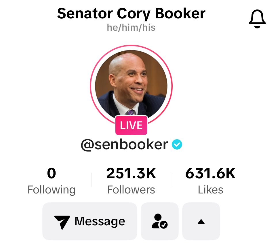 lauren kapp (@laurenavakapp) on Twitter photo Last night <a href="/SenBooker/">Sen. Cory Booker</a> launched his official TikTok. LESS THAN 24 HOURS LATER, he’s already brought in over 250k followers (for context, Booker was one of the first senators to join TikTok on his personal page, which has a following of 650k). Last night <a href="/SenBooker/">Sen. Cory Booker</a> launched his official TikTok. LESS THAN 24 HOURS LATER, he’s already brought in over 250k followers (for context, Booker was one of the first senators to join TikTok on his personal page, which has a following of 650k).