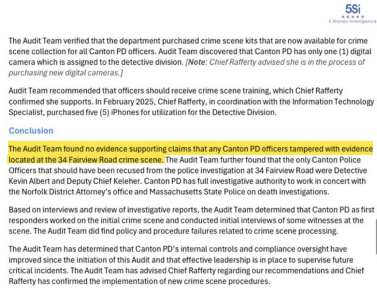 sdpj131313's tweet image. Well, another investigation clears CPD of tampering and cover up. Hey, Karen Read fans, are you starting to see a pattern in these reports?  First the FBI, now an independent auditor.