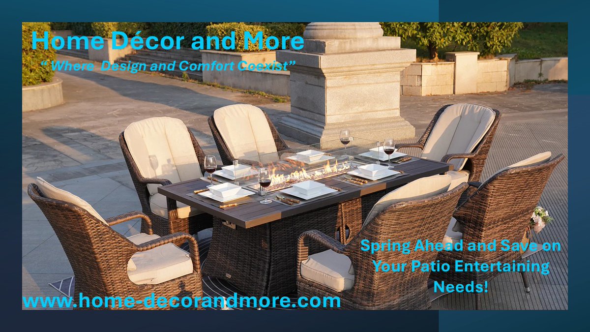 homedecorndmore's tweet image. Celebrate Spring with Style! 🌿🍽️
From intimate two-person settings to large family dining tables, our patio furniture is designed for memorable spring gatherings. 🌞 Host Easter in style!

🛍️ Shop Now: home-decorandmore.com

#SpringEntertaining #OutdoorDining #PatioPerfection
